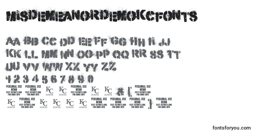 Fuente MisdemeanordemoKcfonts - alfabeto, números, caracteres especiales