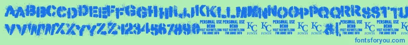 フォントMisdemeanordemoKcfonts – 青い文字は緑の背景です。