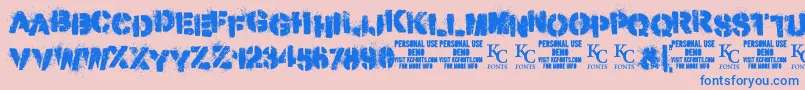 フォントMisdemeanordemoKcfonts – ピンクの背景に青い文字