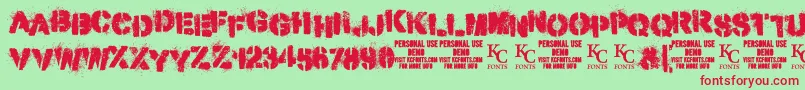 Шрифт MisdemeanordemoKcfonts – красные шрифты на зелёном фоне