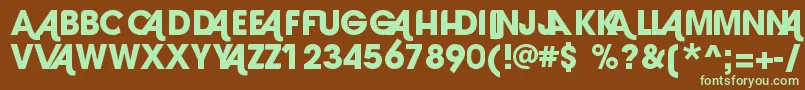 フォントLaranjh0 – 緑色の文字が茶色の背景にあります。