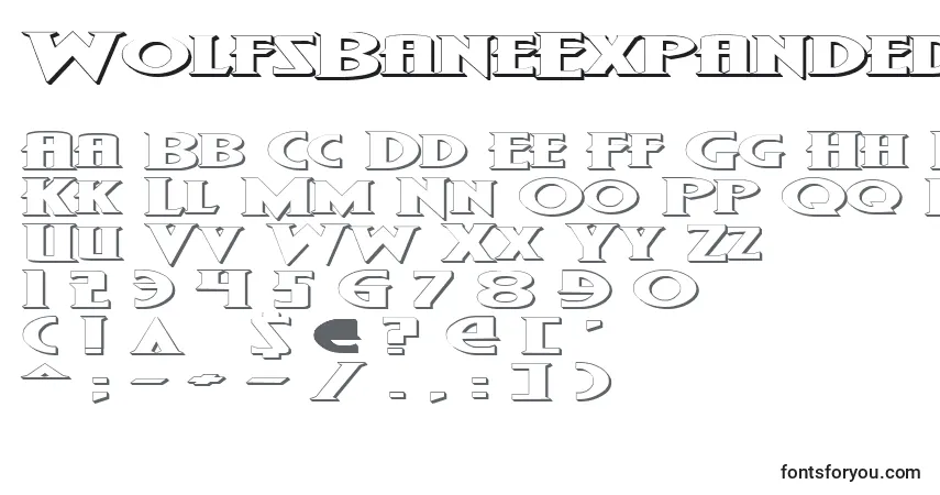 Schriftart WolfsBaneExpandedOutline – Alphabet, Zahlen, spezielle Symbole