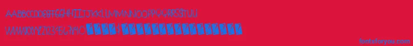 Seamingstitchy Font – Blue Fonts on Red Background