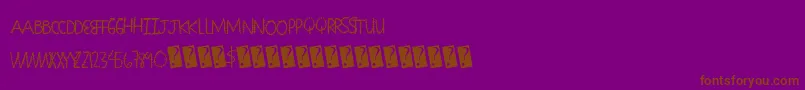 Seamingstitchy-Schriftart – Braune Schriften auf violettem Hintergrund