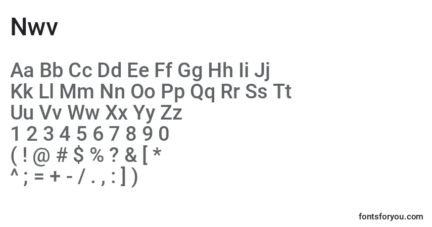 Schriftart Nwv – Alphabet, Zahlen, spezielle Symbole