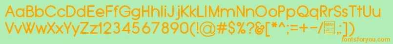 TypoGroteskRoundedDemoフォントについての詳細 フォントTypoGroteskRoundedDemo – オレンジの文字が緑の背景にあります。