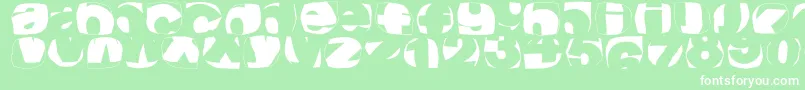 Fonte Klroundfragments – fontes brancas em um fundo verde