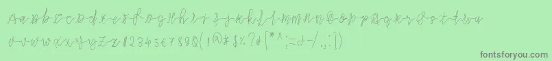 フォントSlowdance – 緑の背景に灰色の文字