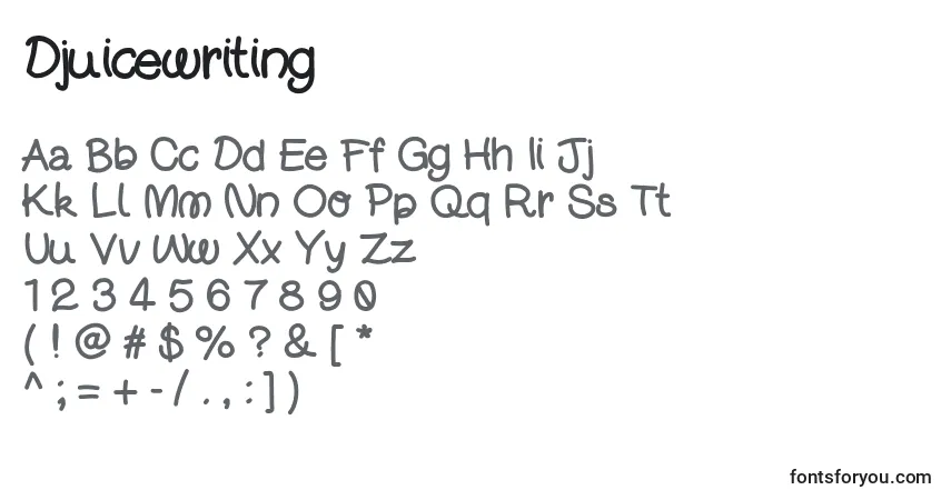 Djuicewriting Font – alphabet, numbers, special characters
