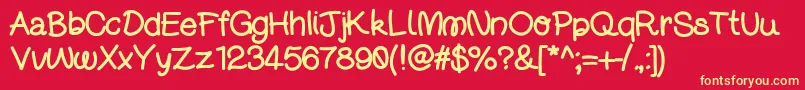 Djuicewriting Font – Yellow Fonts on Red Background