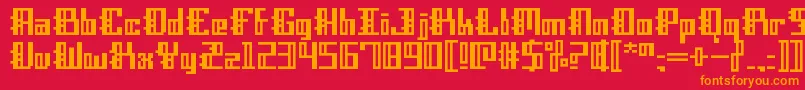 DubstepBlackletter-Schriftart – Orangefarbene Schriften auf rotem Hintergrund