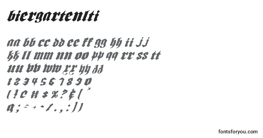 Schriftart Biergartenlti – Alphabet, Zahlen, spezielle Symbole