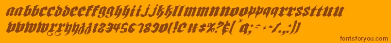 Biergartenlti-Schriftart – Braune Schriften auf orangefarbenem Hintergrund