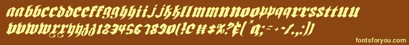 Biergartenlti-Schriftart – Gelbe Schriften auf braunem Hintergrund