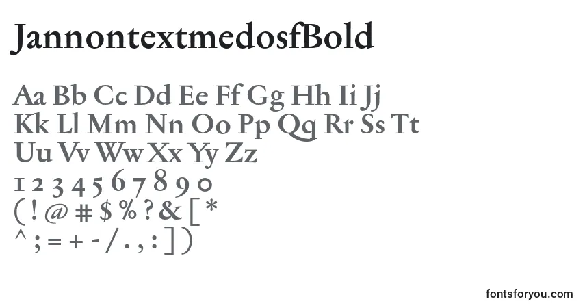 A fonte JannontextmedosfBold – alfabeto, números, caracteres especiais