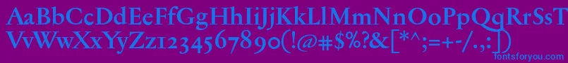 JannontextmedosfBold-Schriftart – Blaue Schriften auf violettem Hintergrund