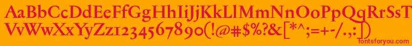 フォントJannontextmedosfBold – オレンジの背景に赤い文字