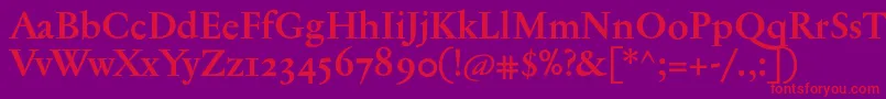 フォントJannontextmedosfBold – 紫の背景に赤い文字