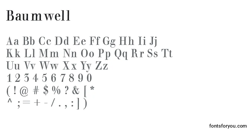 Baumwell-fontti – aakkoset, numerot, erikoismerkit