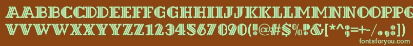 フォントDextorc – 緑色の文字が茶色の背景にあります。