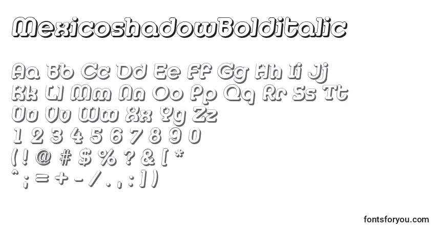 MexicoshadowBolditalic Font – alphabet, numbers, special characters
