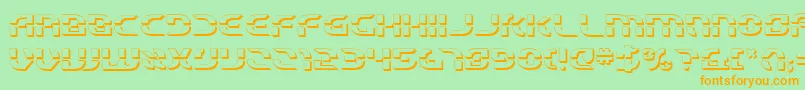 フォントStarfbv23D – オレンジの文字が緑の背景にあります。