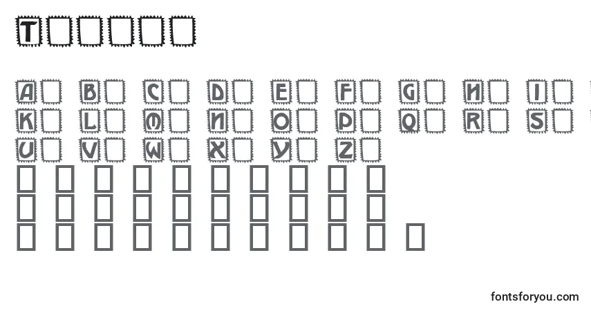 A fonte Takker – alfabeto, números, caracteres especiais