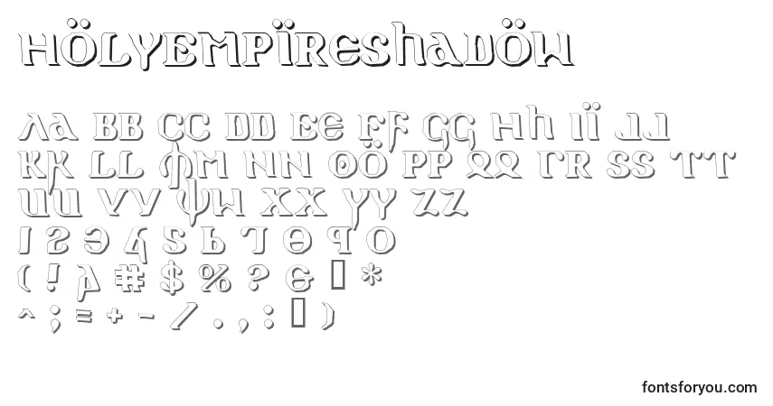 Czcionka HolyEmpireShadow – alfabet, cyfry, specjalne znaki