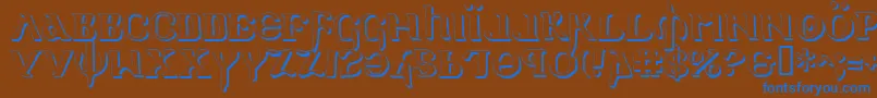 HolyEmpireShadow-Schriftart – Blaue Schriften auf braunem Hintergrund