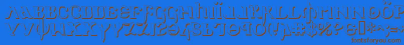 HolyEmpireShadow-Schriftart – Braune Schriften auf blauem Hintergrund