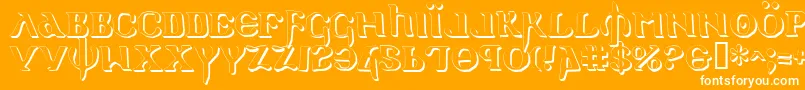 HolyEmpireShadow-Schriftart – Weiße Schriften auf orangefarbenem Hintergrund