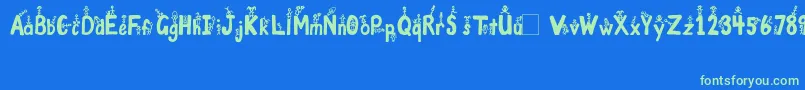 GirlsNBoys Font – Green Fonts on Blue Background