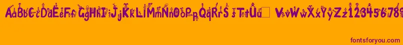 GirlsNBoys Font – Purple Fonts on Orange Background