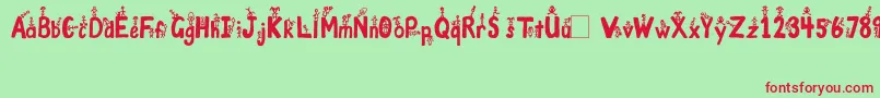フォントGirlsNBoys – 赤い文字の緑の背景