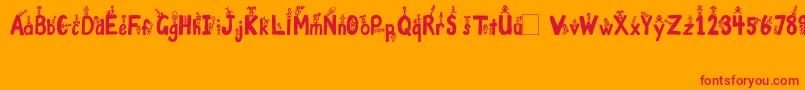 フォントGirlsNBoys – オレンジの背景に赤い文字