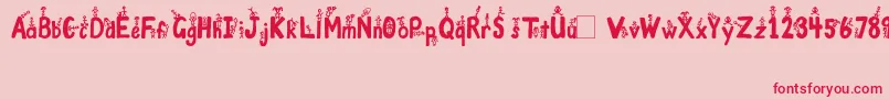 Police GirlsNBoys – polices rouges sur fond rose