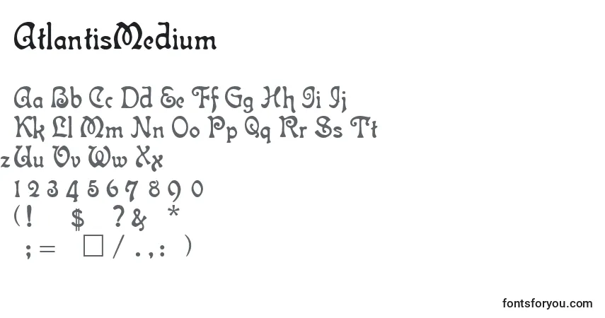 A fonte AtlantisMedium – alfabeto, números, caracteres especiais