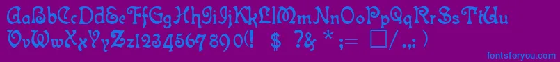 フォントAtlantisMedium – 紫色の背景に青い文字