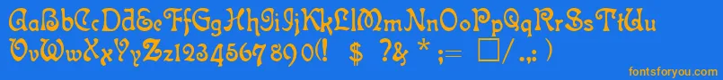AtlantisMedium Font – Orange Fonts on Blue Background