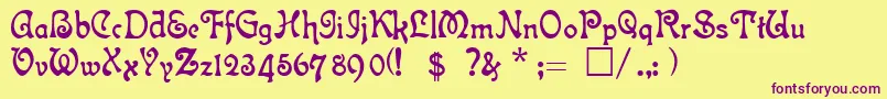 AtlantisMedium Font – Purple Fonts on Yellow Background