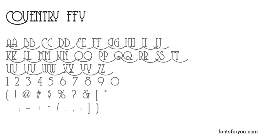 Schriftart Coventry ffy – Alphabet, Zahlen, spezielle Symbole