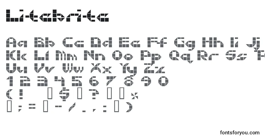 Schriftart Litebrite – Alphabet, Zahlen, spezielle Symbole