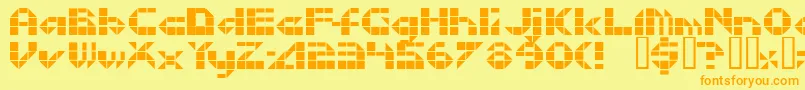 Litebrite-Schriftart – Orangefarbene Schriften auf gelbem Hintergrund