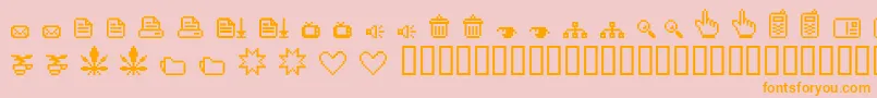 SpaiderSimbol-Schriftart – Orangefarbene Schriften auf rosa Hintergrund