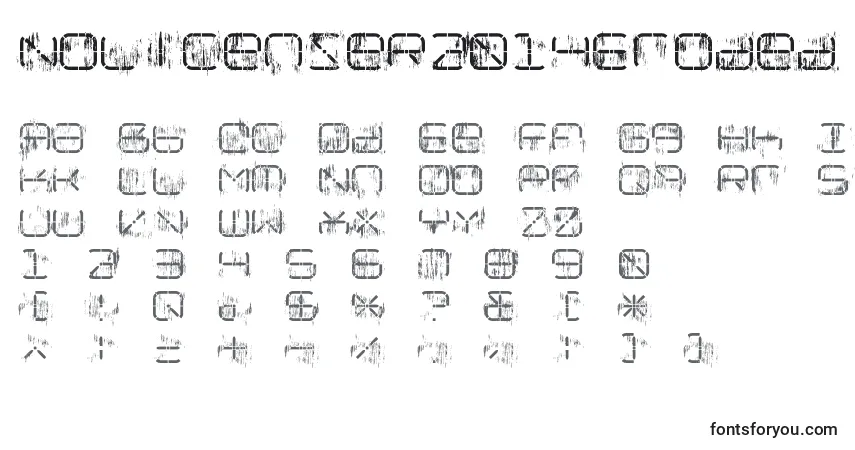 Czcionka NolicenseR2014Eroded – alfabet, cyfry, specjalne znaki