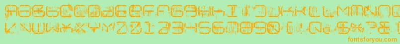 NolicenseR2014Eroded Font – Orange Fonts on Green Background