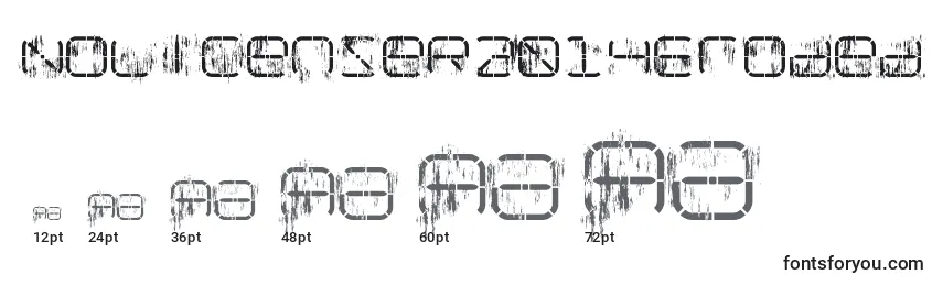 Размеры шрифта NolicenseR2014Eroded