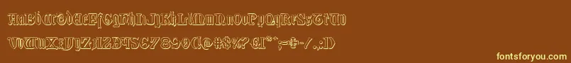 Westdelphia3D-fontti – keltaiset fontit ruskealla taustalla