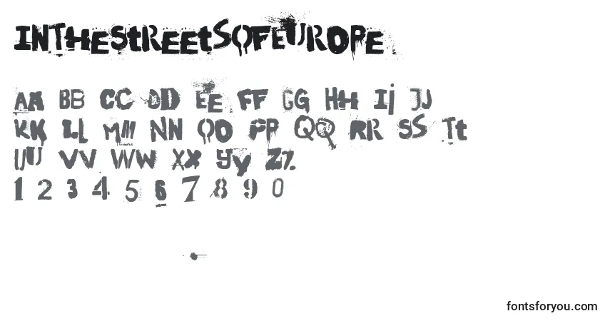 Fuente InTheStreetsOfEurope - alfabeto, números, caracteres especiales
