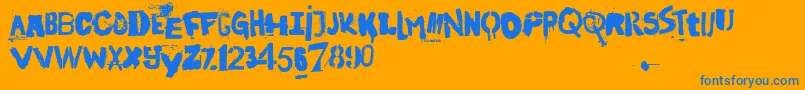 InTheStreetsOfEurope-Schriftart – Blaue Schriften auf orangefarbenem Hintergrund